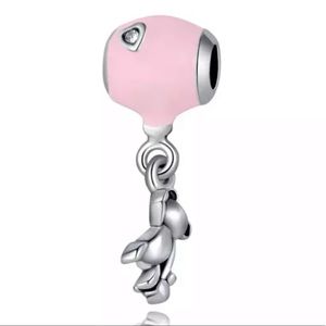 NEW•Silver & Pink Balloon/TeddyBear DIY charm